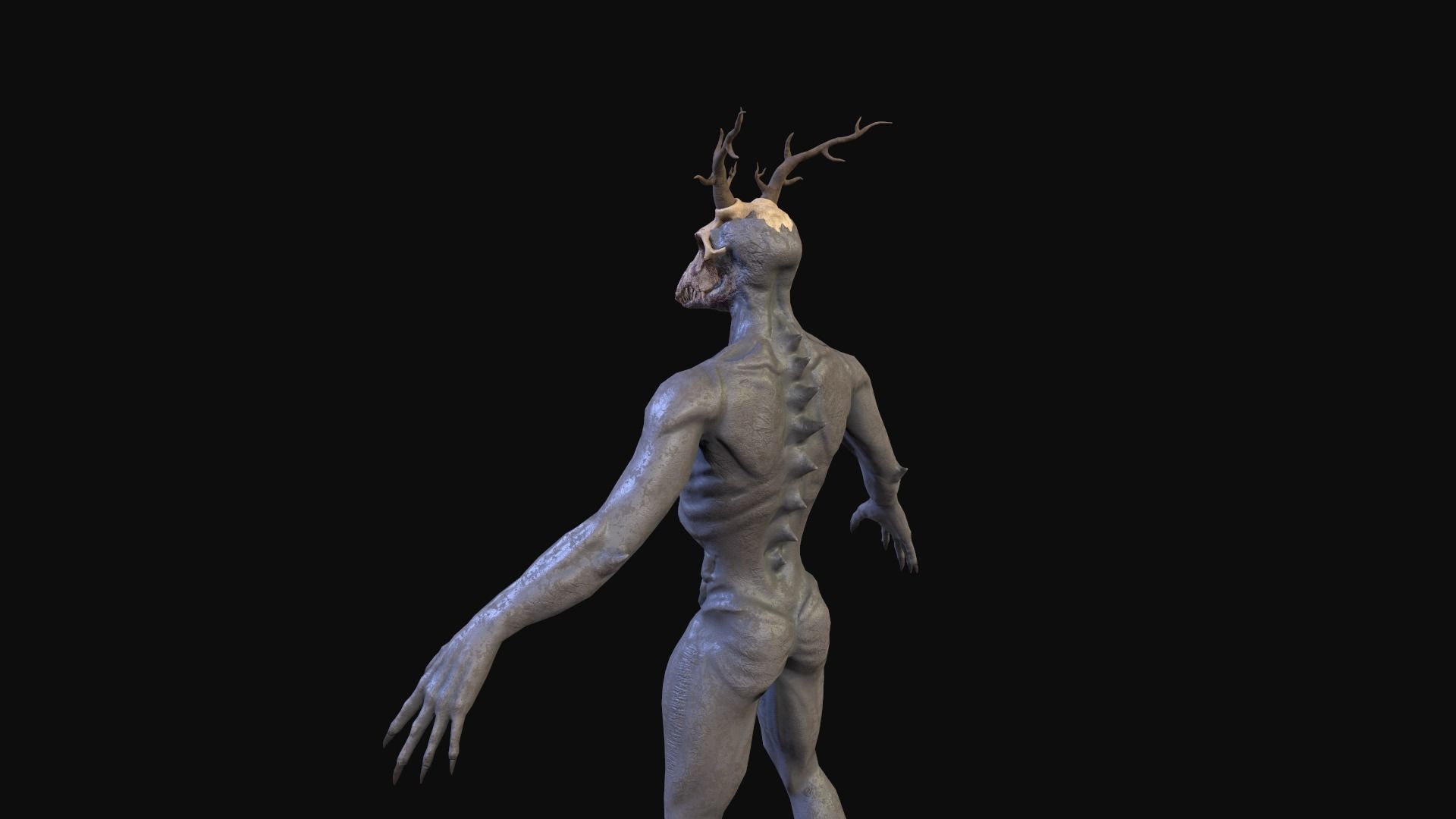 Wendigo monster Low-poly 3D model_33