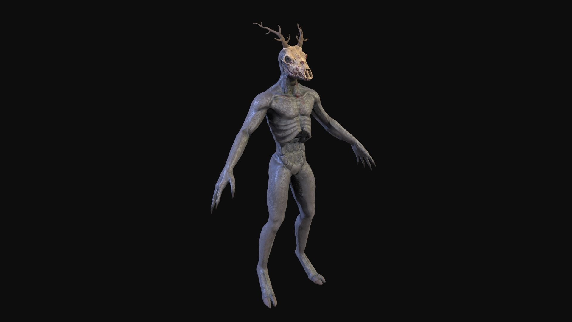 Wendigo monster Low-poly 3D model_25