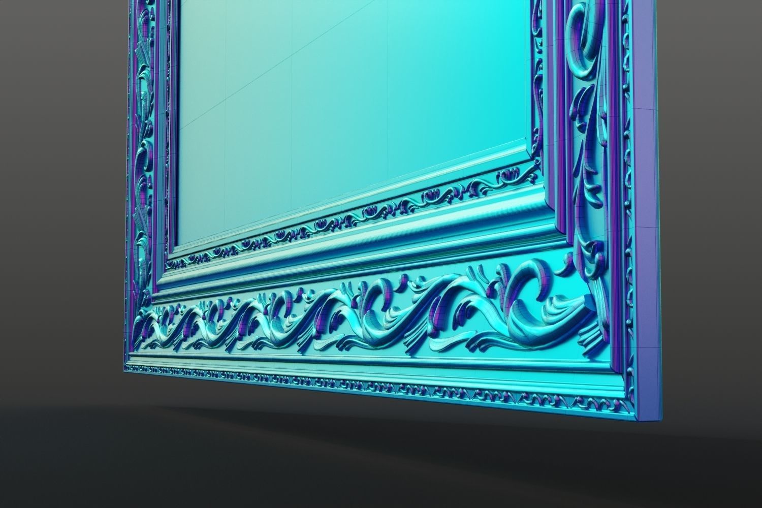 Antique painting with decorative frame 3D model_12