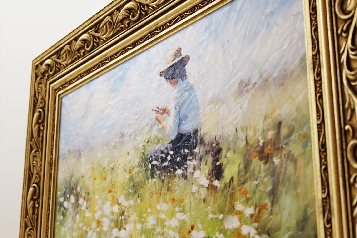 Antique painting with decorative frame 3D model_4