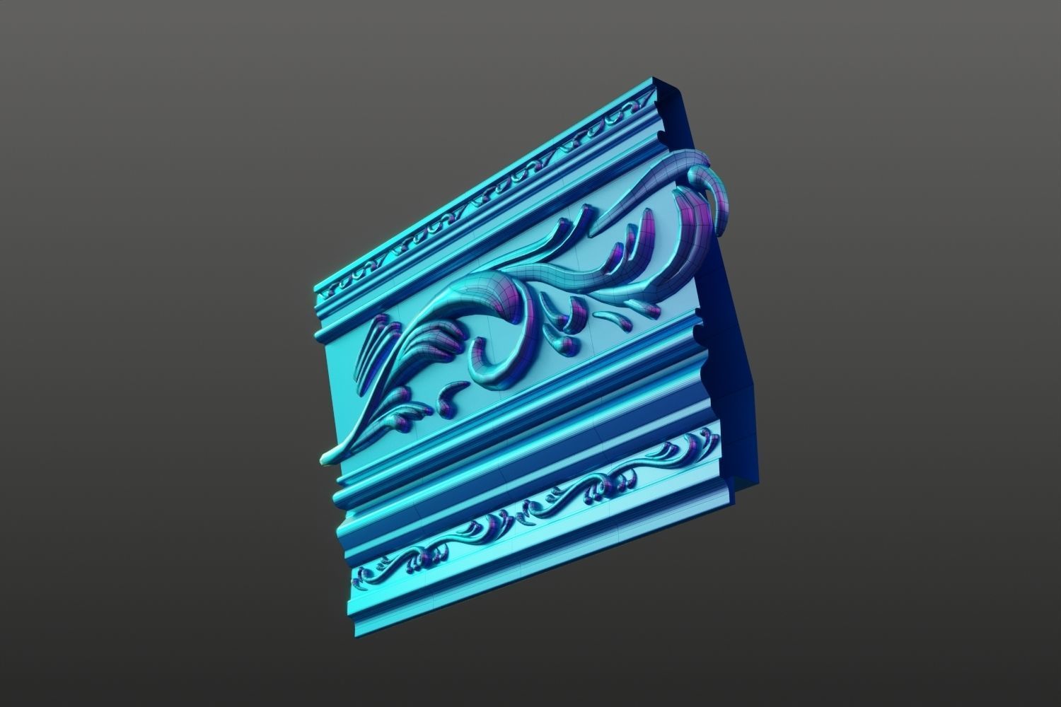 Antique painting with decorative frame 3D model_16