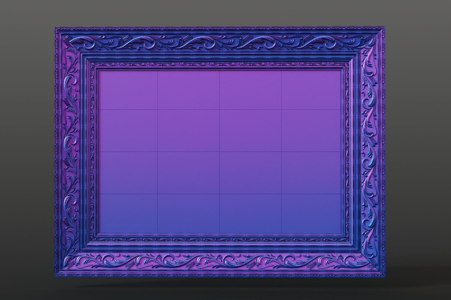 Antique painting with decorative frame 3D model_15