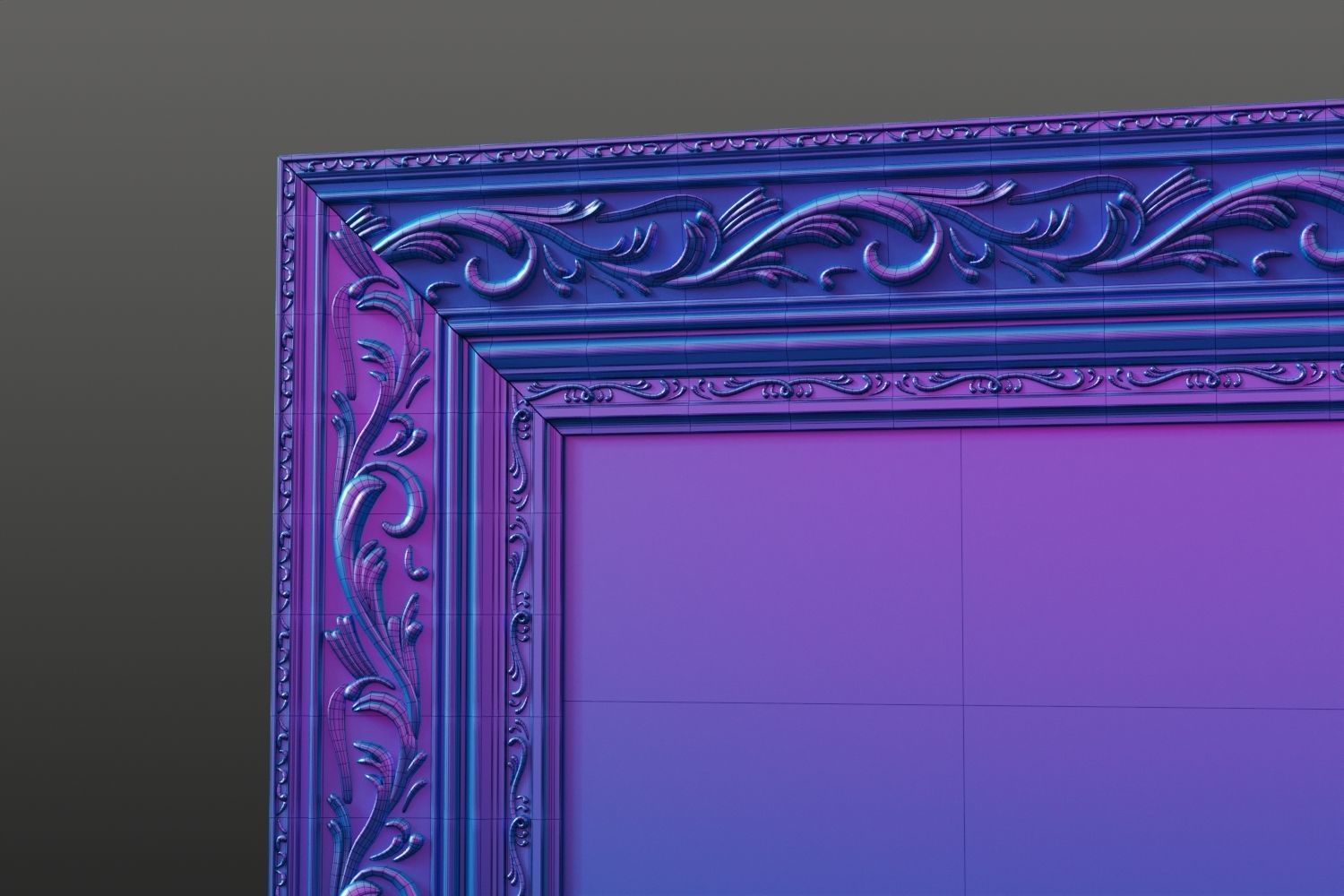 Antique painting with decorative frame 3D model_13