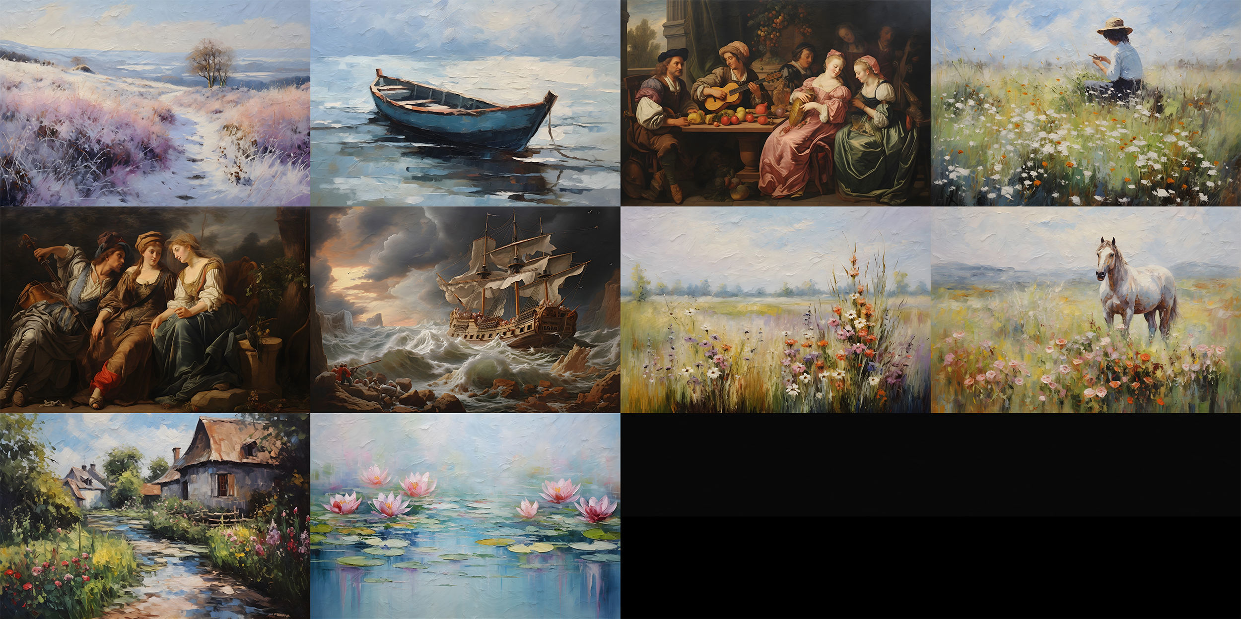 Antique painting with decorative frame 3D model_1