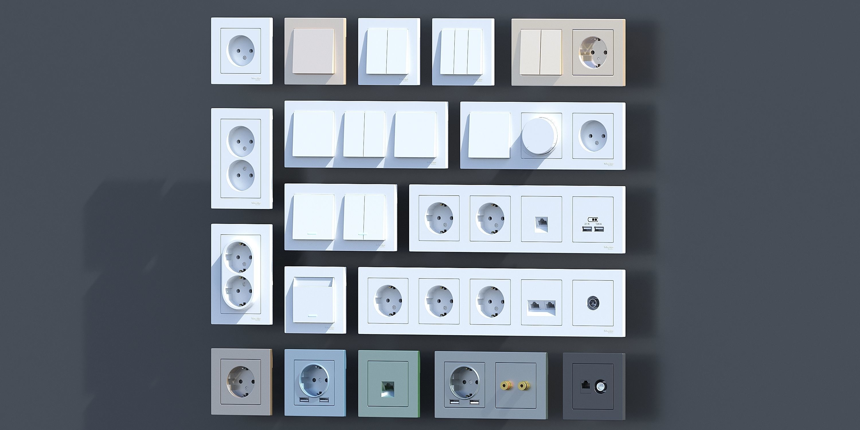 Sockets and switches  3D model_1