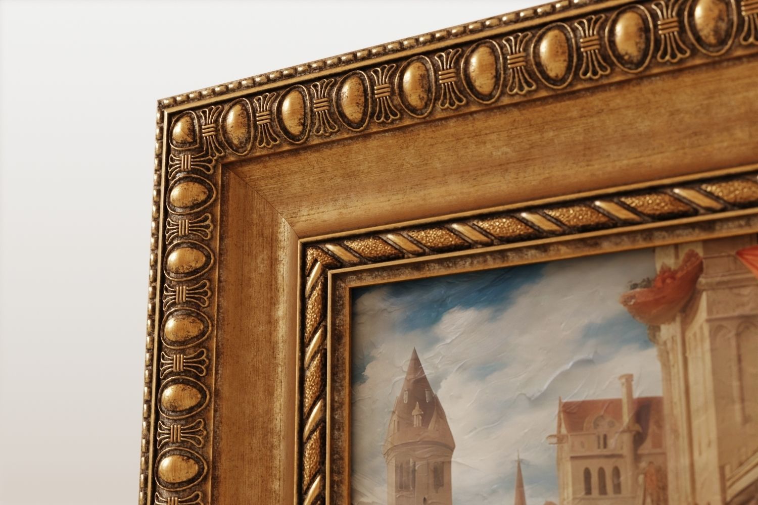 Antique frame with oil painting 3D model_7