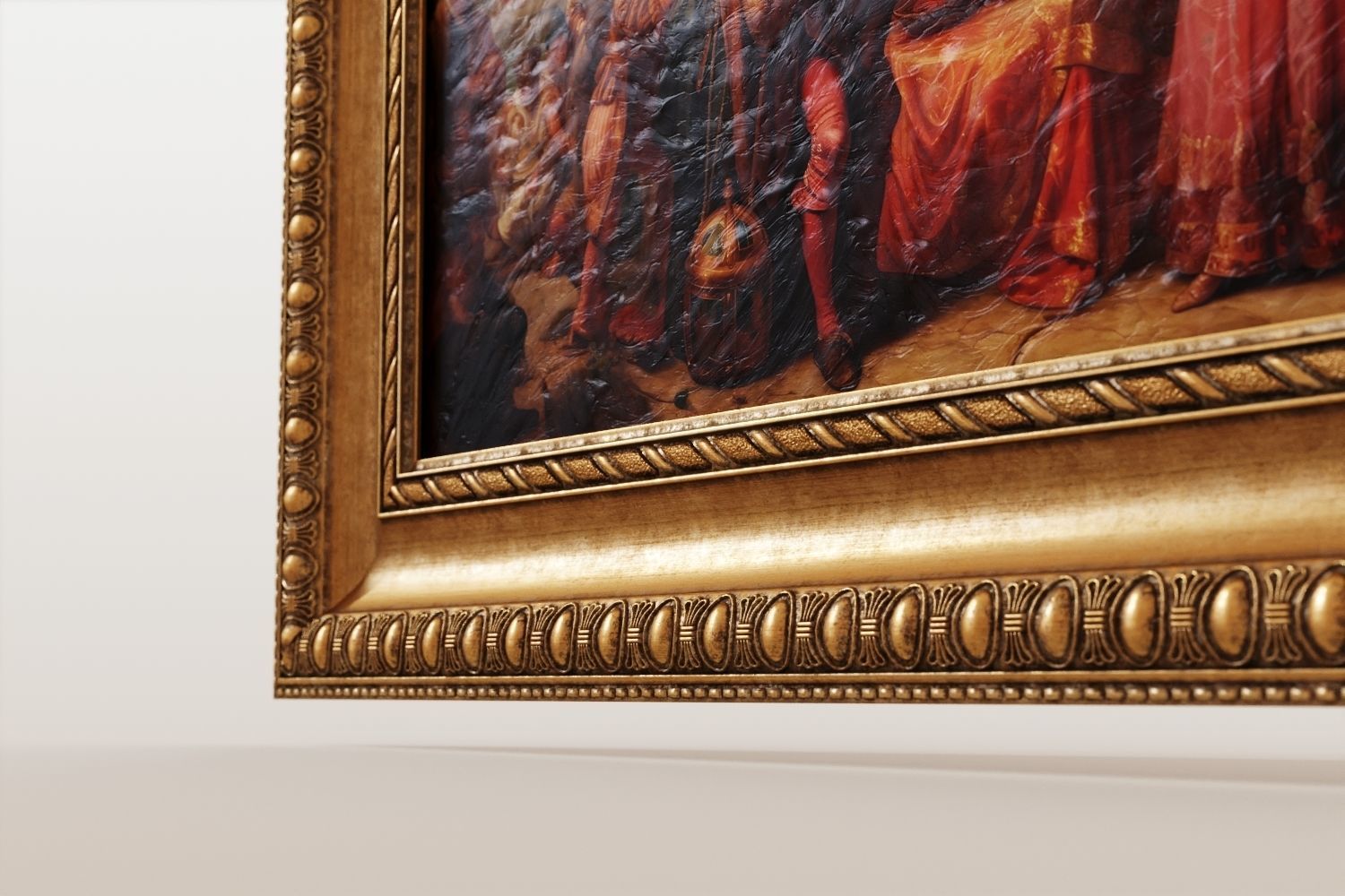 Antique frame with oil painting 3D model_6