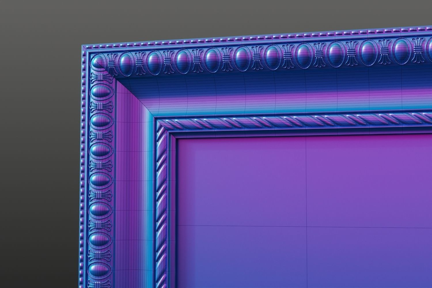 Antique frame with oil painting 3D model_13