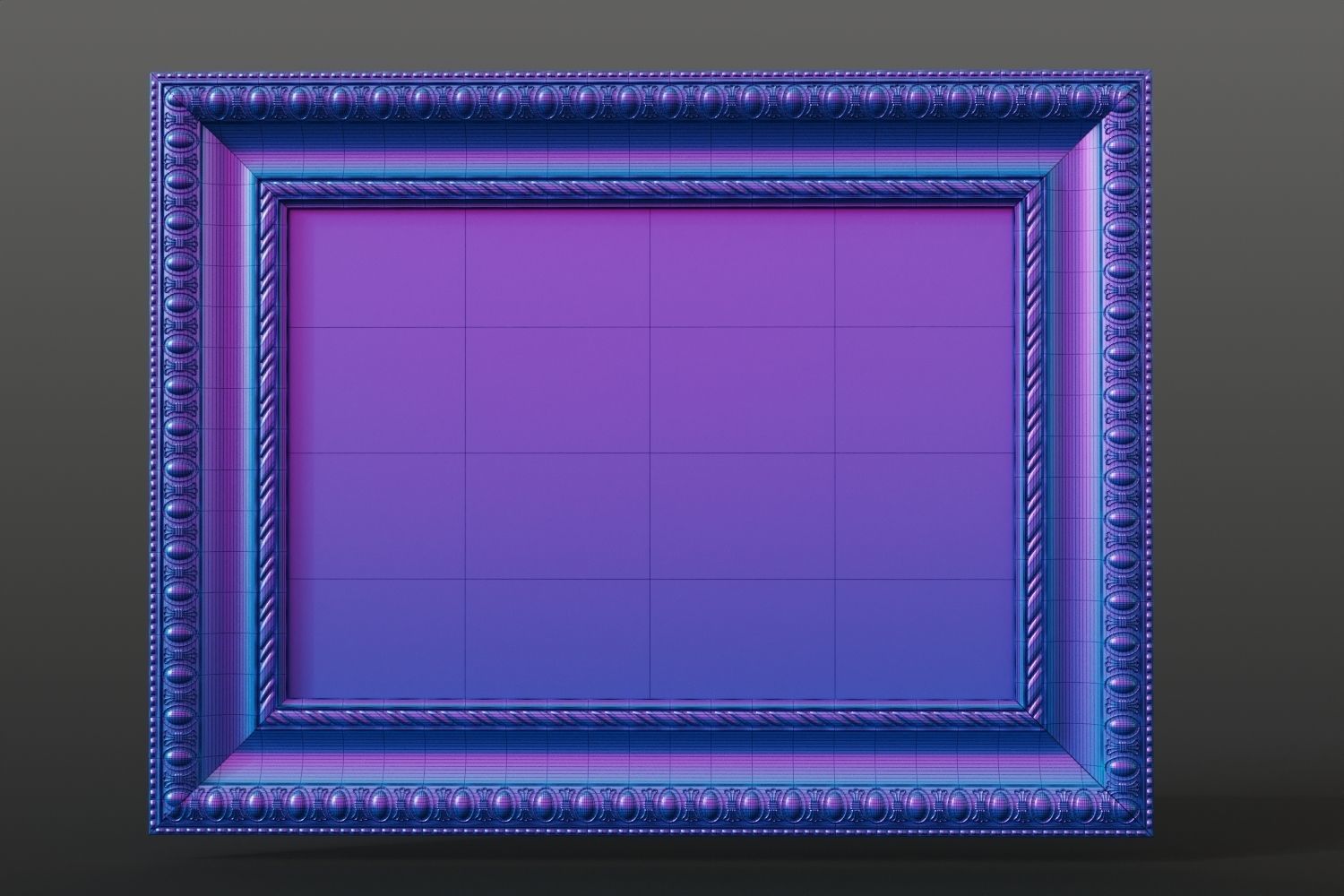 Antique frame with oil painting 3D model_15