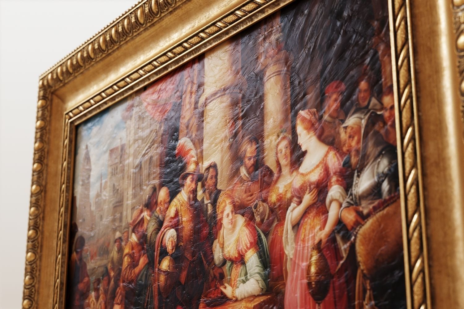 Antique frame with oil painting 3D model_4