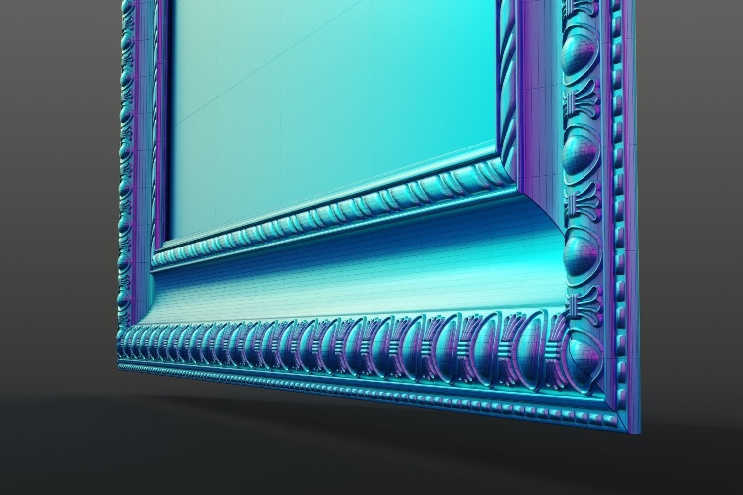 Antique frame with oil painting 3D model_12