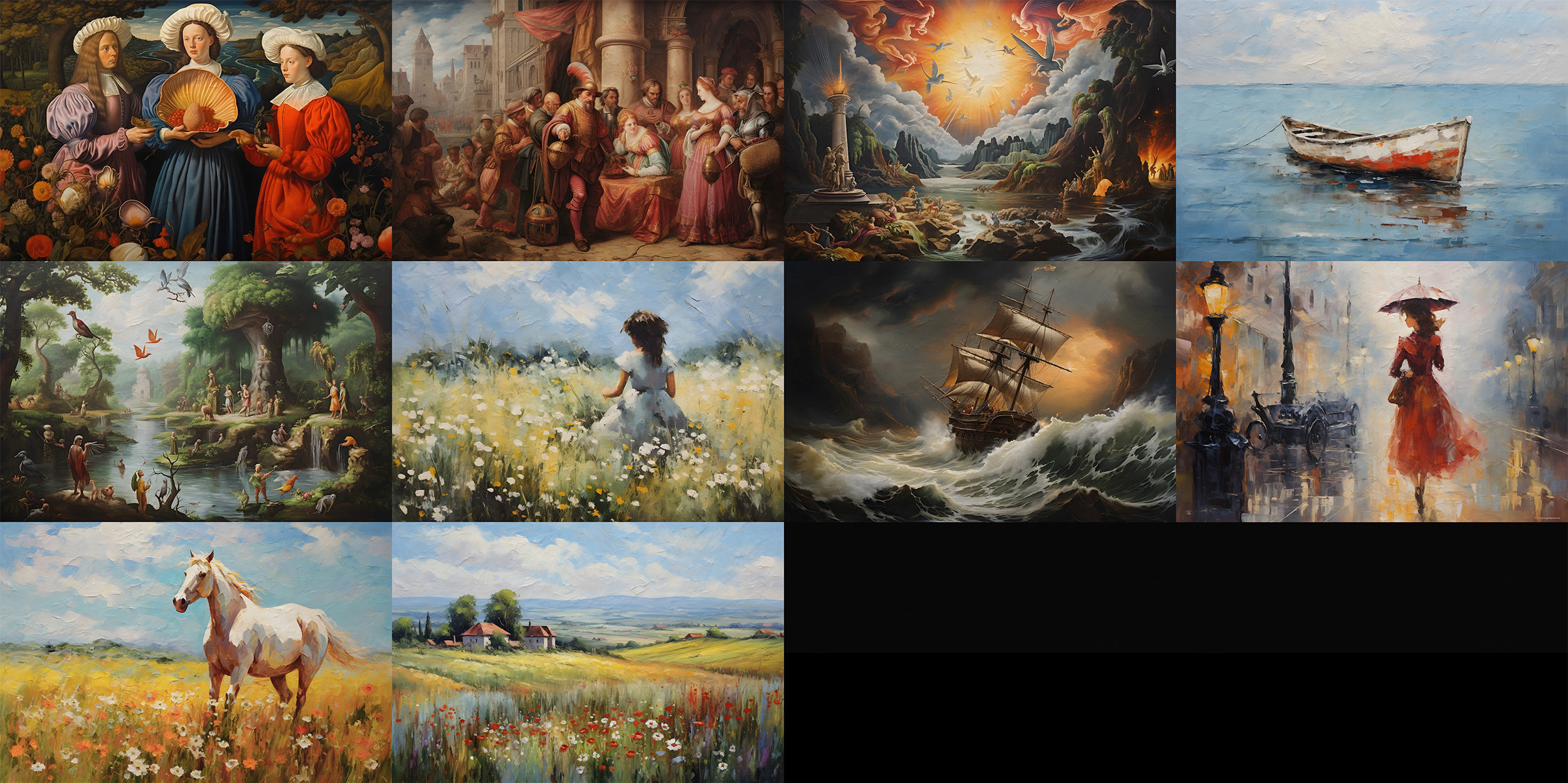 Antique frame with oil painting 3D model_1