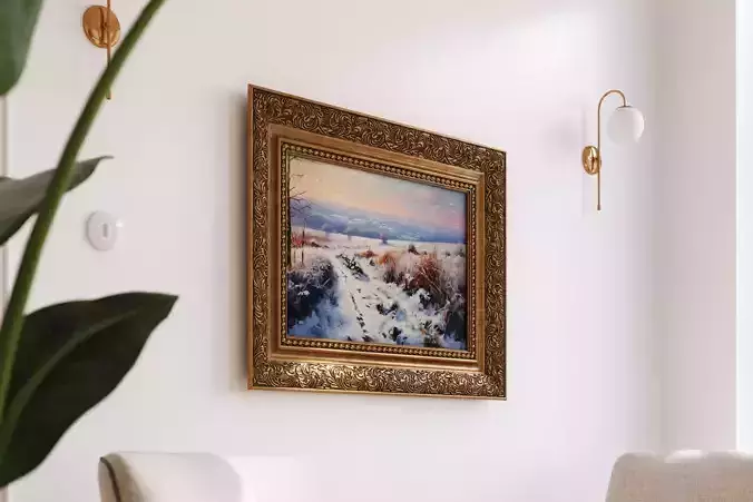 Antique oil painting and decorative frame