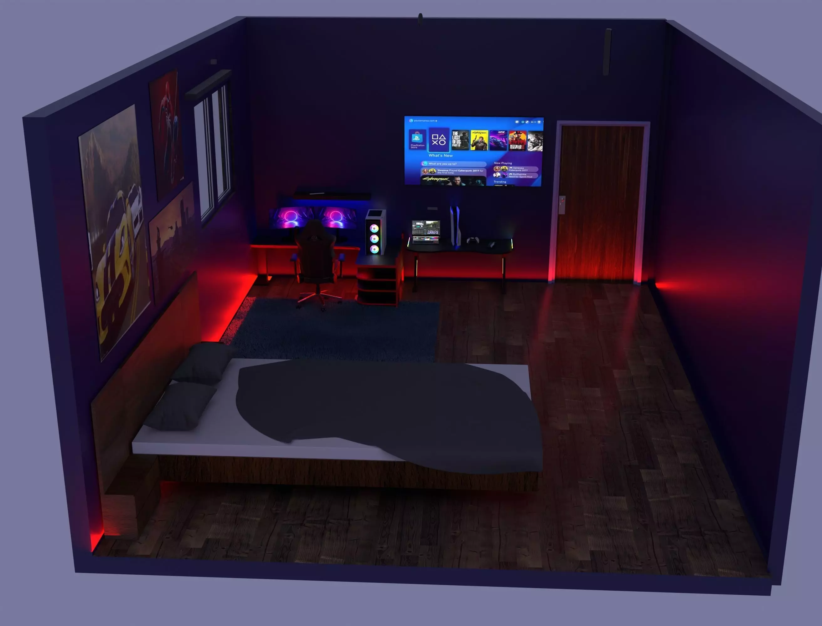 Gaming room Free 3D model_0