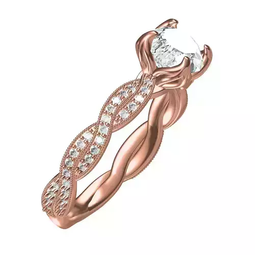 Criss Cross Twisted Diamond Engagement Ring