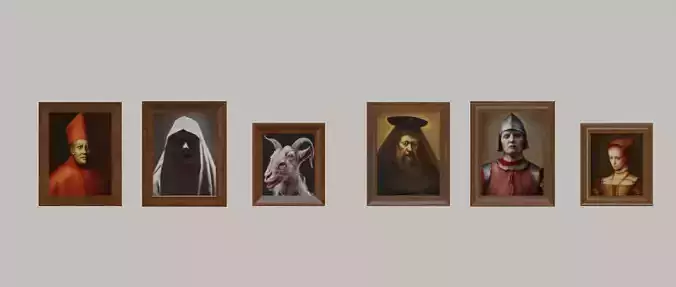 Old Creepy Paintings Pack Low-poly 3D model