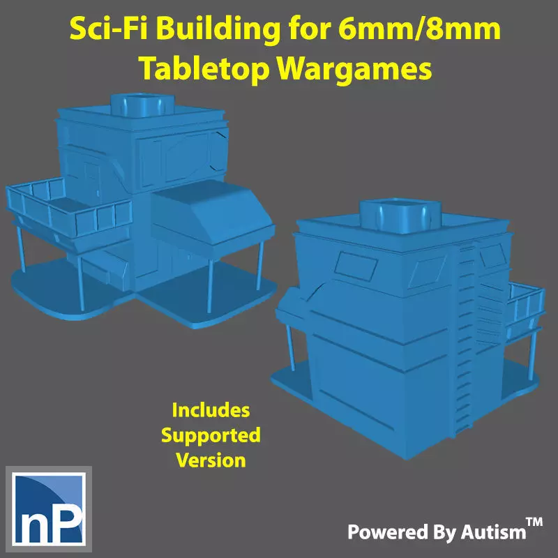 Small City Building for 6mm-8mm Sci-Fi Wargames Free 3D print model