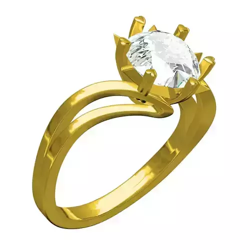 Single Round Diamond Heart Prong Bypass Ring