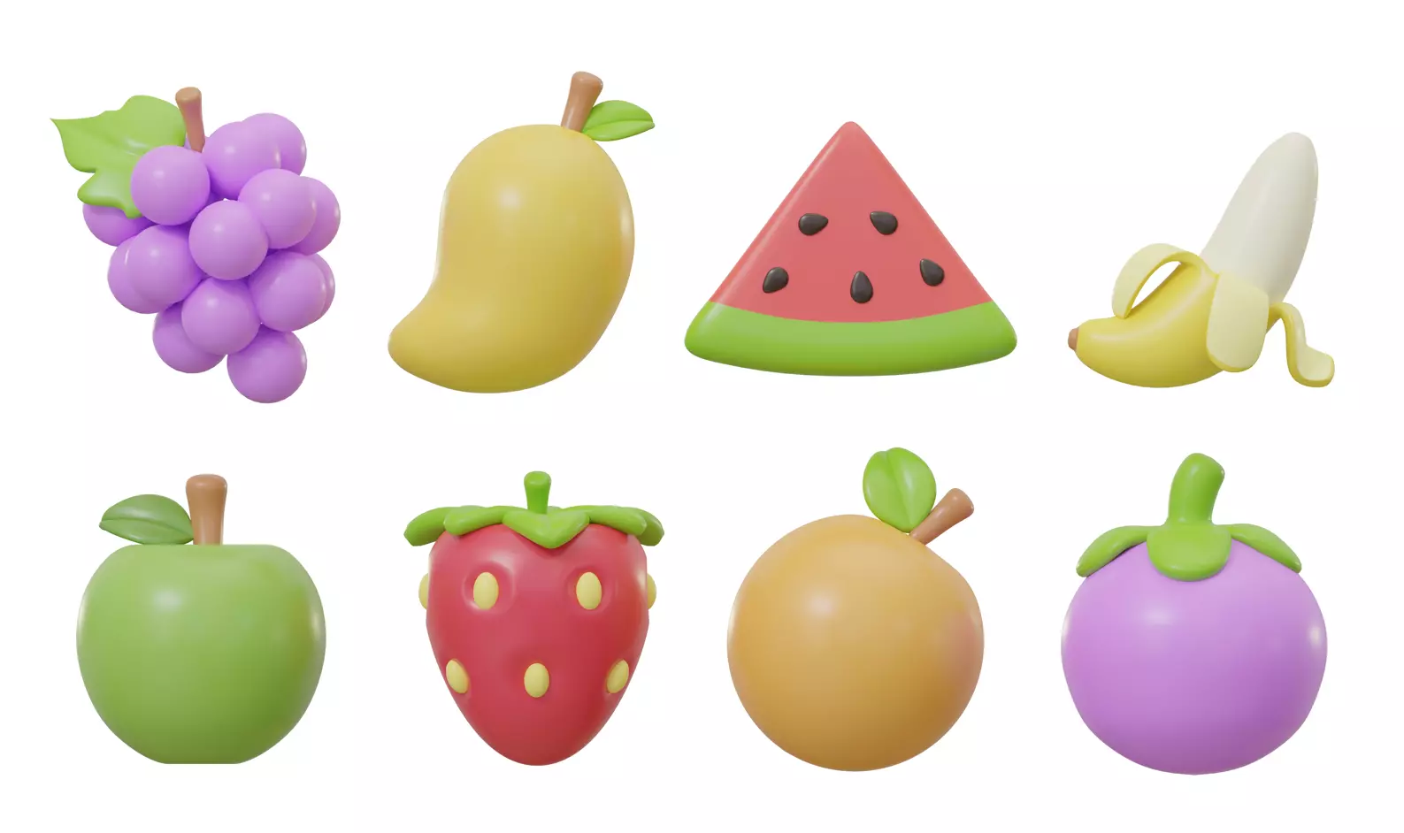 Fruit Set Low-poly 3D model