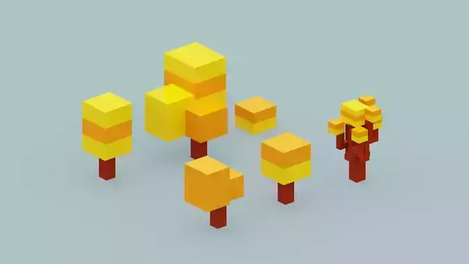 Simple 3d Tree Set Low-poly 3D model