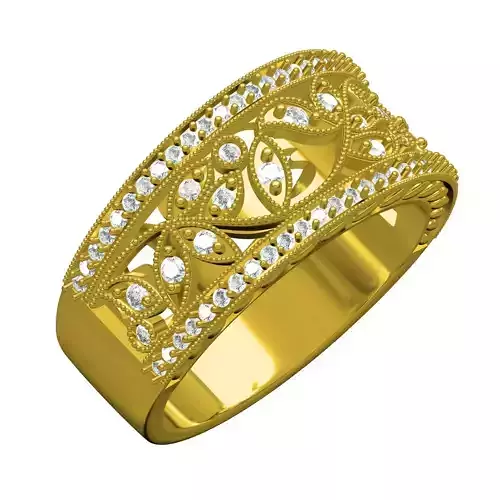 Milgrain Art Deco Half Eternity Band