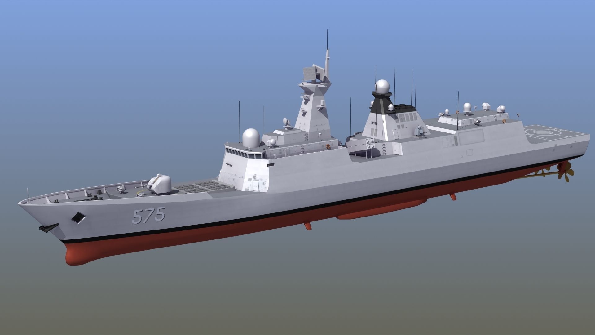Type054A Chinese Guided Missile Frigate 3D model_1