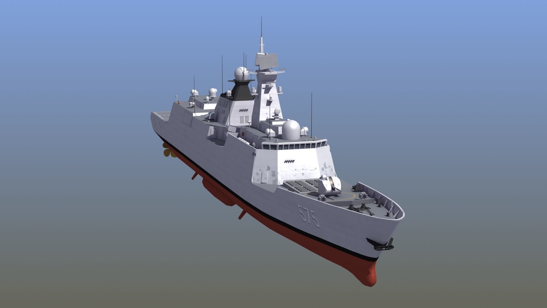 Type054A Chinese Guided Missile Frigate 3D model_13
