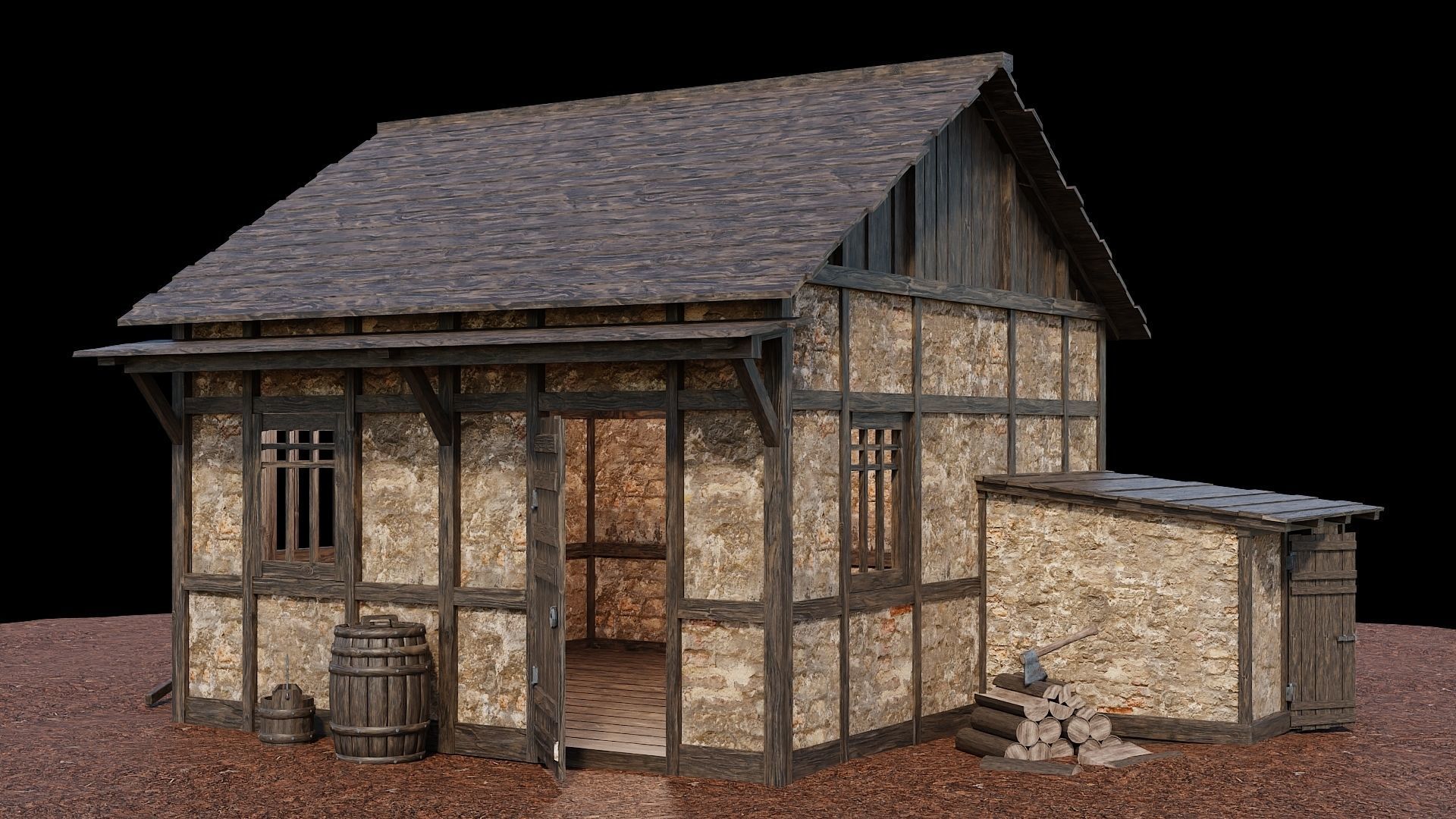 Medieval Village Collection 01 - 4K Textures Game Ready Low-poly 3D model_39