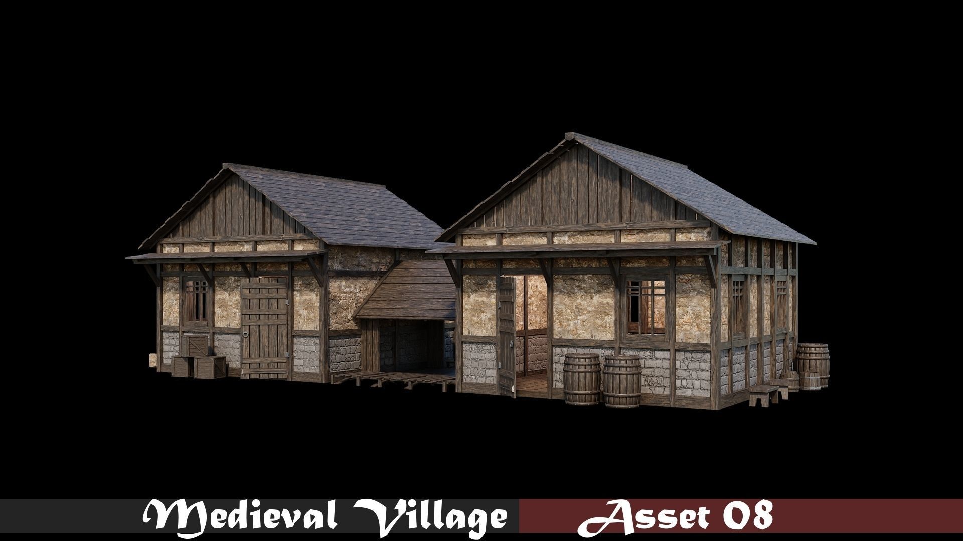 Medieval Village Collection 01 - 4K Textures Game Ready Low-poly 3D model_8