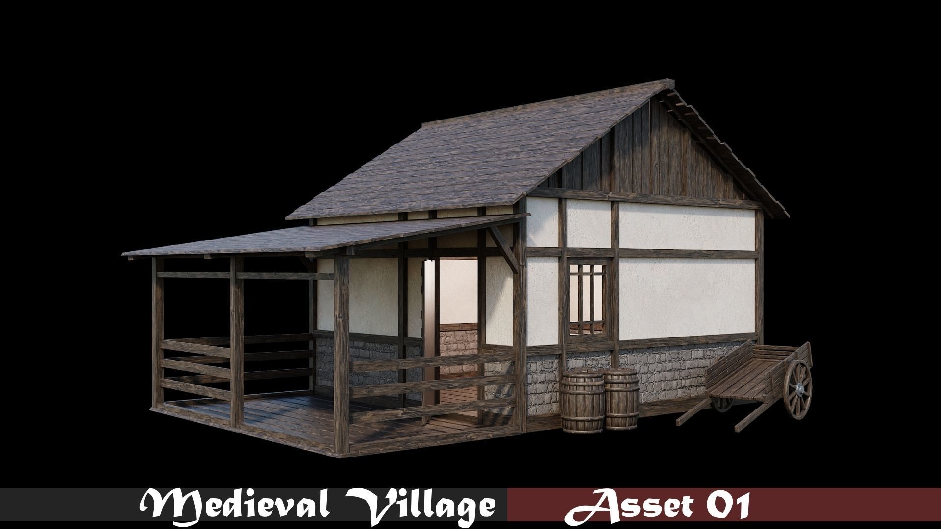Medieval Village Collection 01 - 4K Textures Game Ready Low-poly 3D model_1