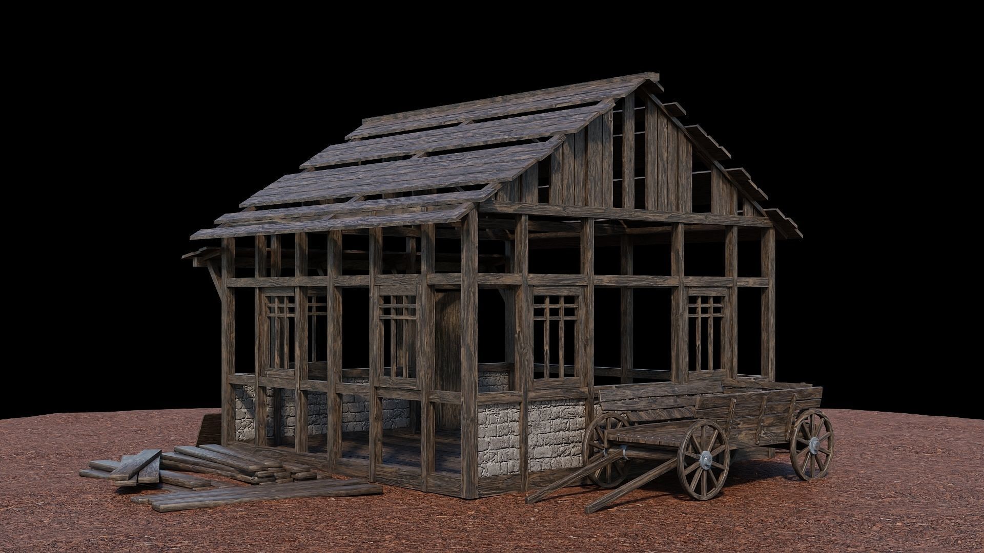 Medieval Village Collection 01 - 4K Textures Game Ready Low-poly 3D model_71