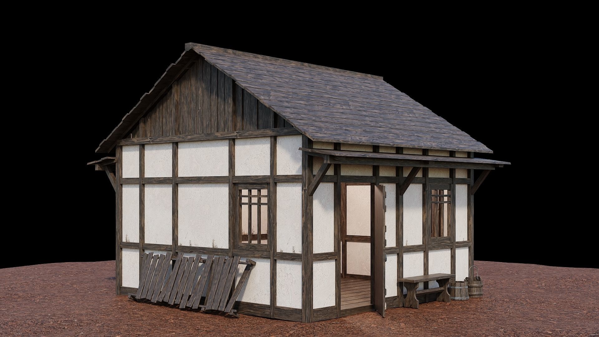 Medieval Village Collection 01 - 4K Textures Game Ready Low-poly 3D model_58