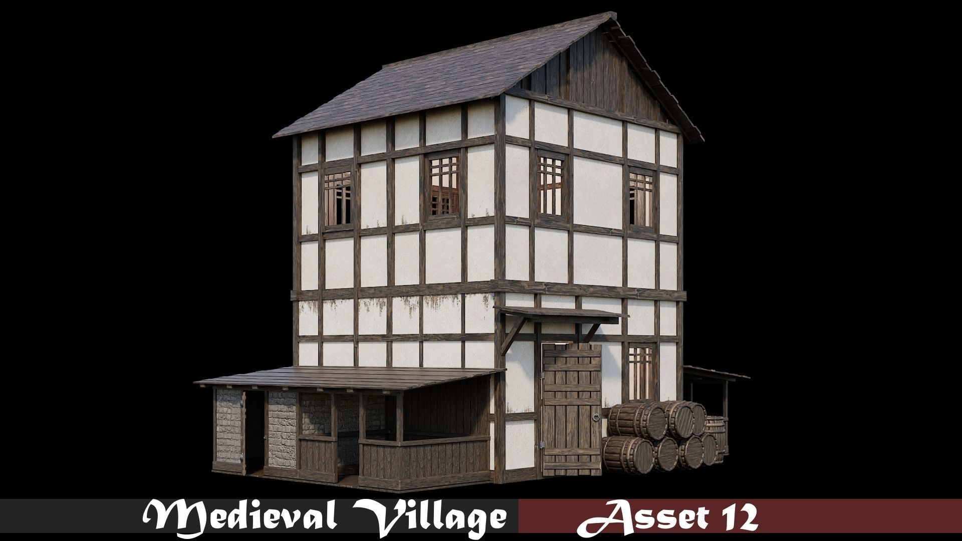Medieval Village Collection 01 - 4K Textures Game Ready Low-poly 3D model_12