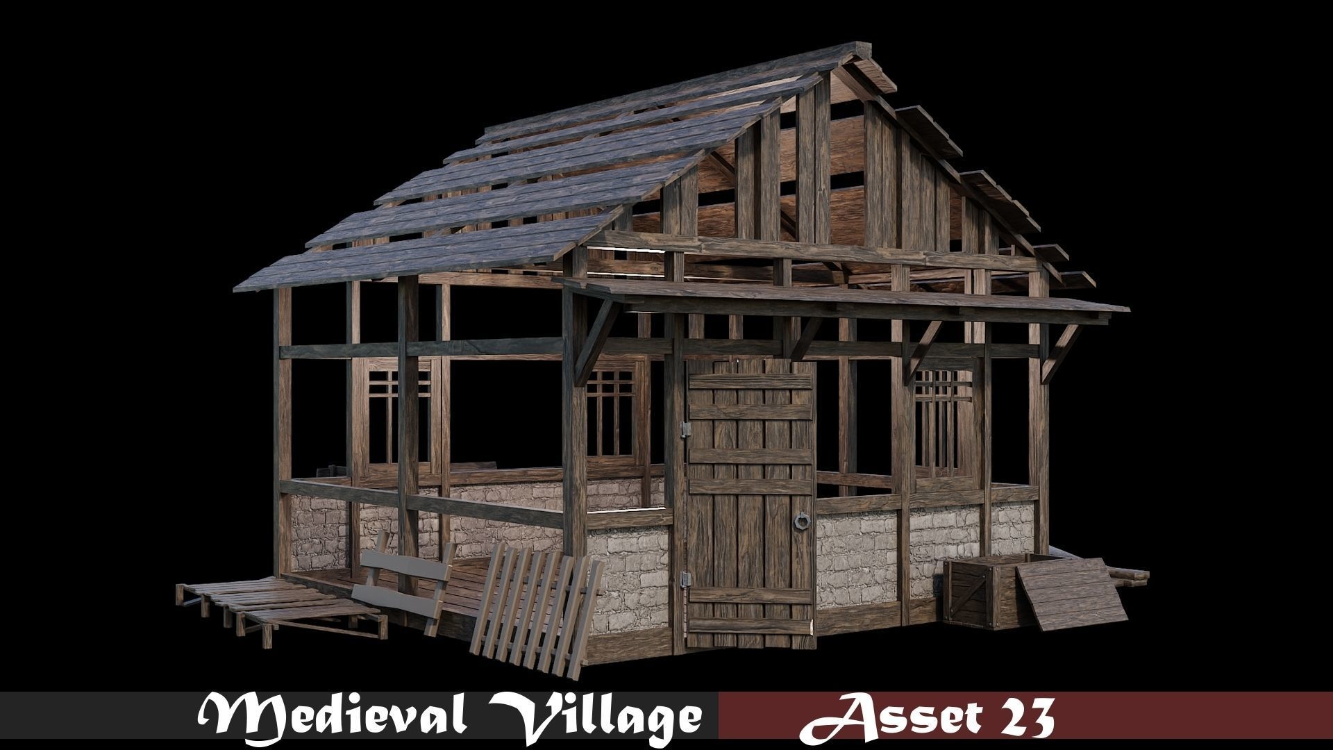 Medieval Village Collection 01 - 4K Textures Game Ready Low-poly 3D model_23