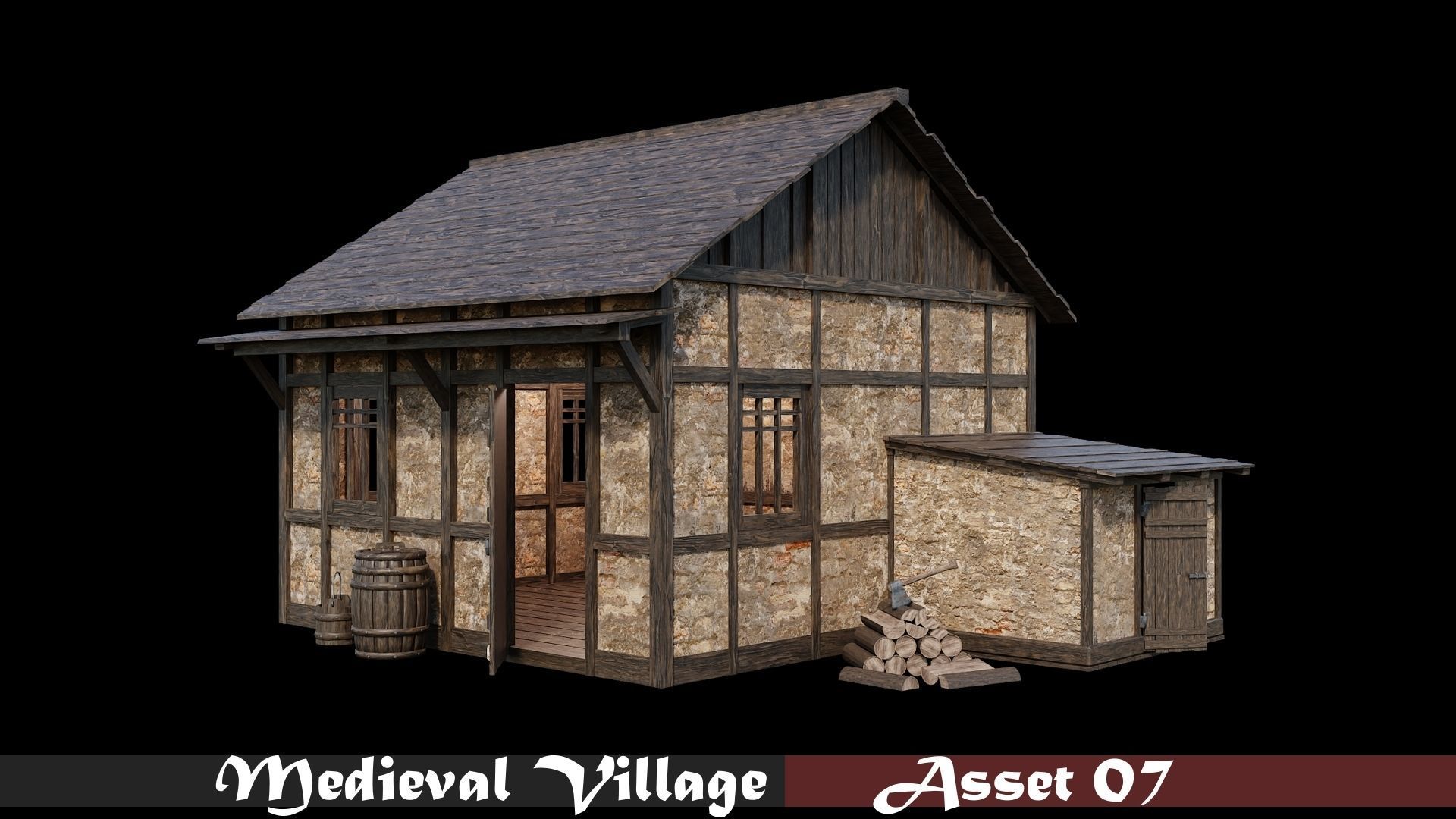 Medieval Village Collection 01 - 4K Textures Game Ready Low-poly 3D model_7