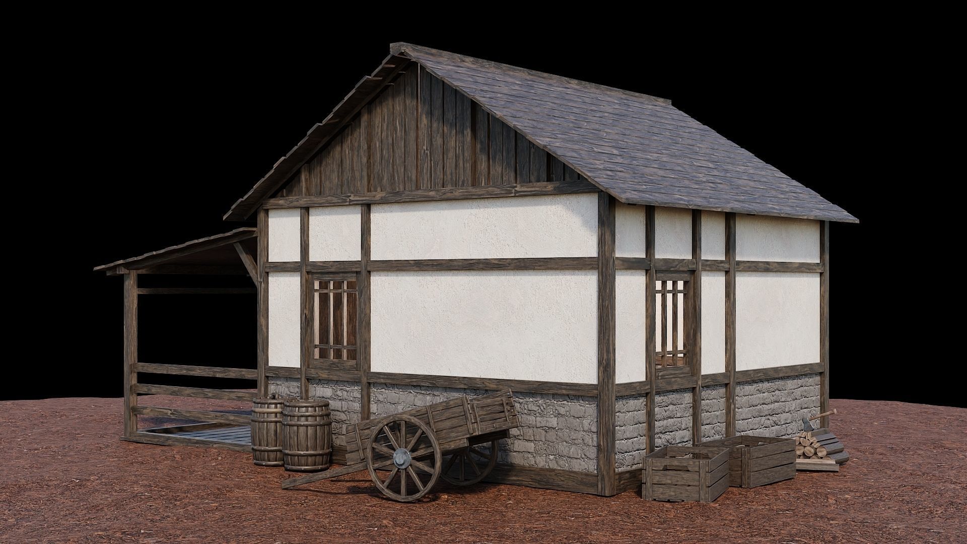 Medieval Village Collection 01 - 4K Textures Game Ready Low-poly 3D model_27