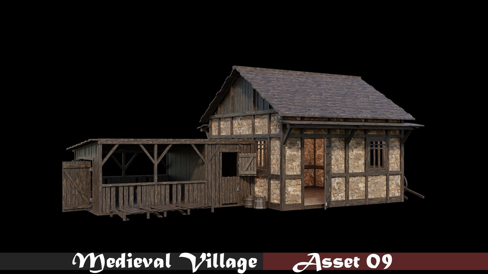 Medieval Village Collection 01 - 4K Textures Game Ready Low-poly 3D model_9