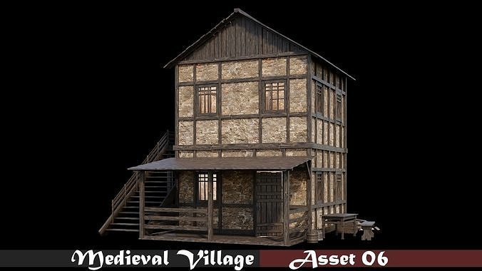 Medieval Village Collection 01 - 4K Textures Game Ready Low-poly 3D model 7
