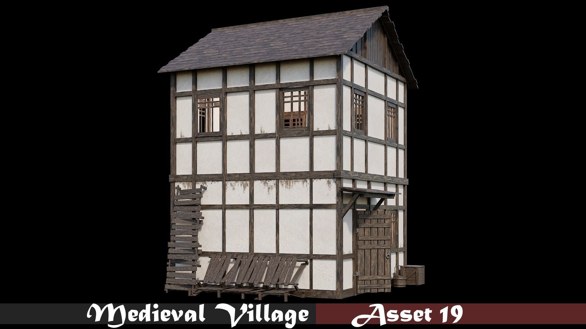 Medieval Village Collection 01 - 4K Textures Game Ready Low-poly 3D model_19