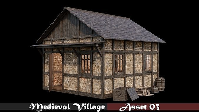 Medieval Village Collection 01 - 4K Textures Game Ready Low-poly 3D model 4