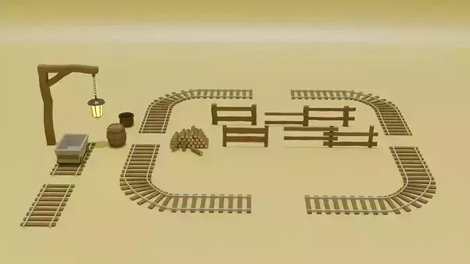 Rail Fence Wagon Wood Lamp Clay 