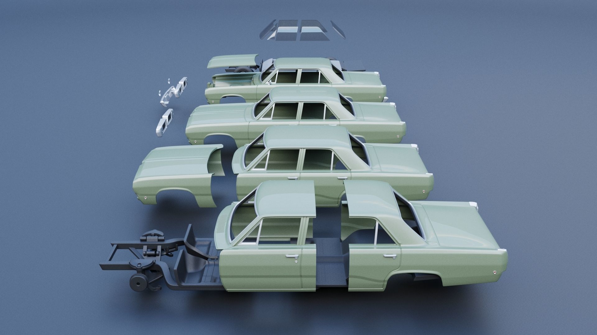 Plymouth Valiant 100 4 Door 1968 3D print model_13