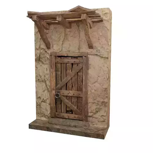 Rustic Wood Door Low-Poly 