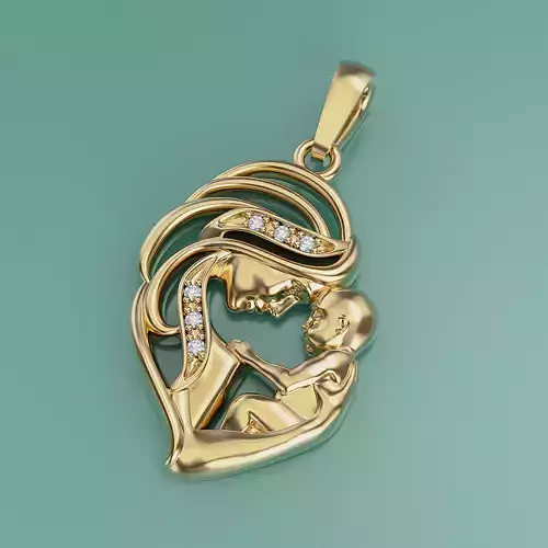 Pendant Mother and Child 3D print model
