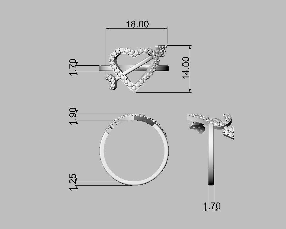 Heart Diamond Ring 3D print model_3