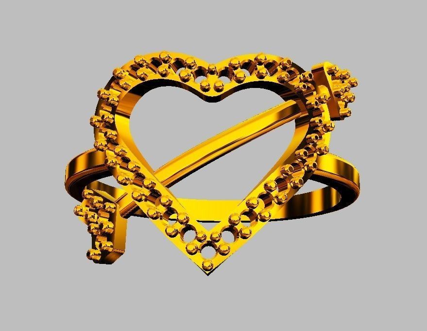 Heart Diamond Ring 3D print model_6