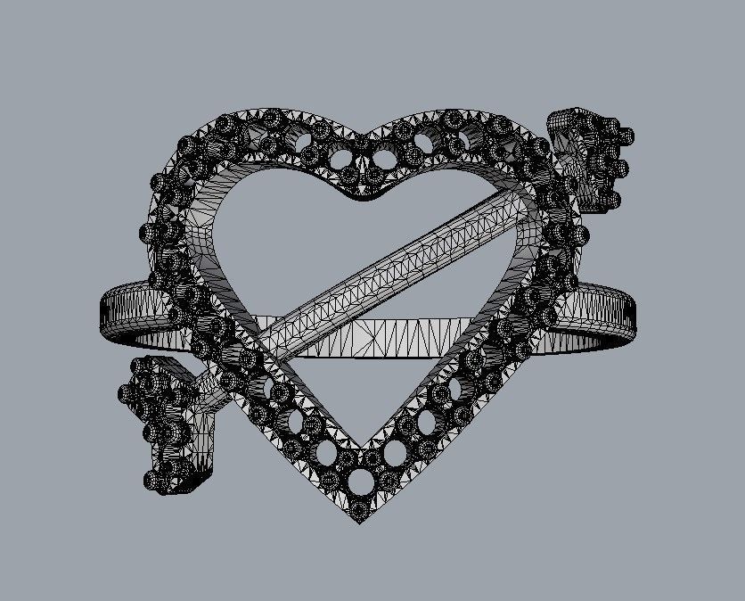 Heart Diamond Ring 3D print model_15
