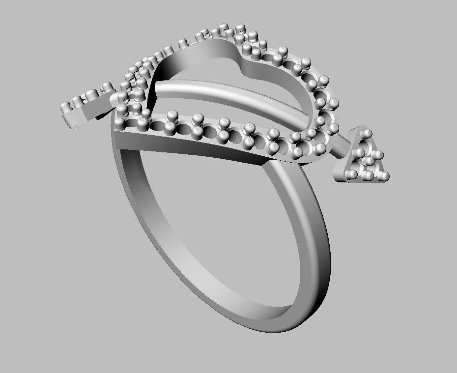 Heart Diamond Ring 3D print model_21