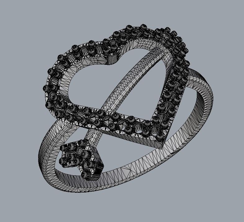 Heart Diamond Ring 3D print model_13