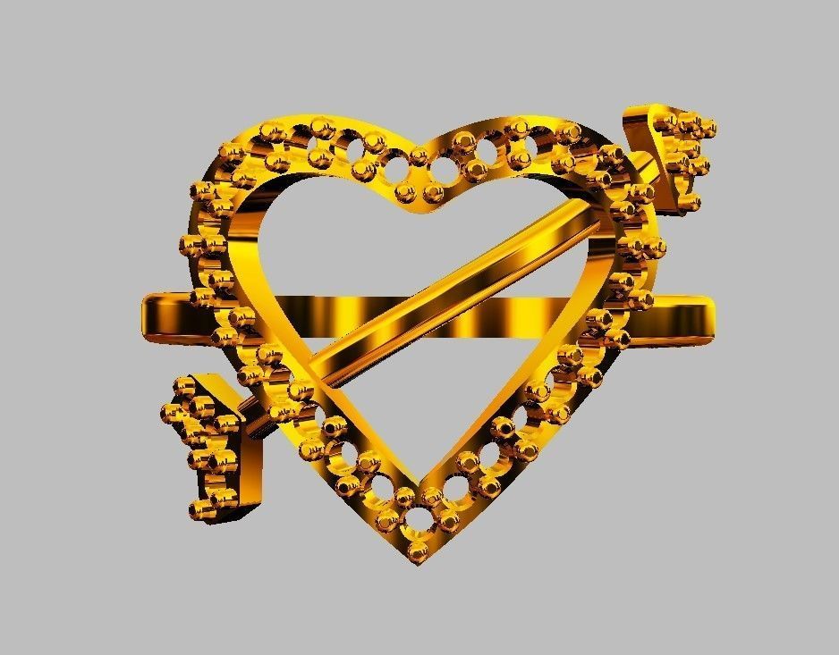 Heart Diamond Ring 3D print model_11